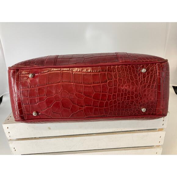 BRIGHTON F352136 RED LEATHER EMBOSSED ANIMAL PRINT HANDBAG - Picture 6 of 16